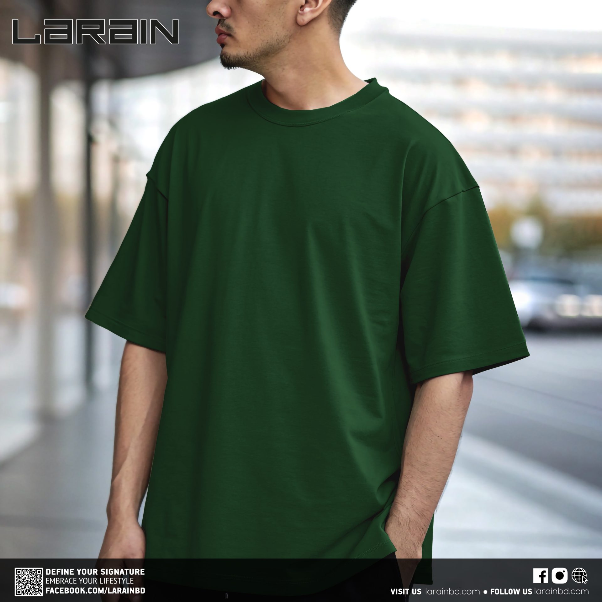 Mens Premium Drop Shoulder T-Shirt - Olive Green
