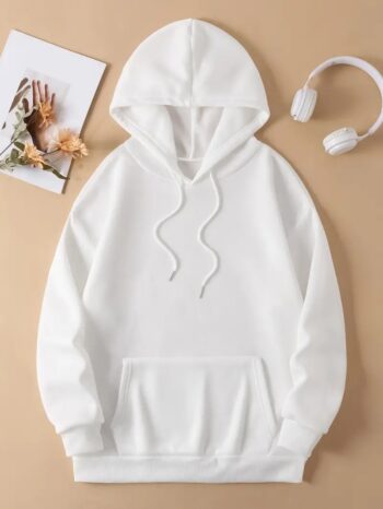 Premium Quality Solid Hoodie - White
